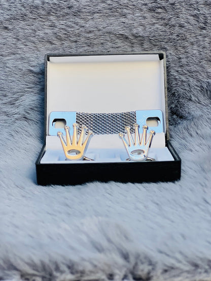 Stylish cufflink with chain and box